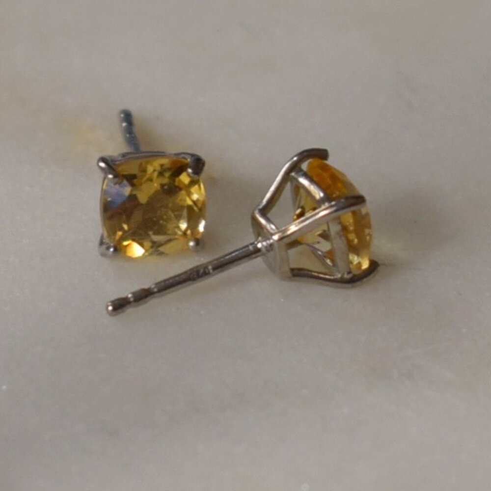 Brazilian Citrine Solitaire Stud Earrings